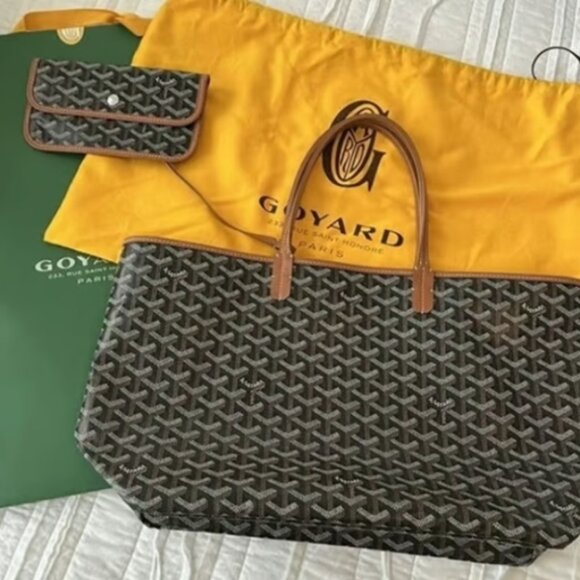 Goyard Saint-Louis GM Tote Bag Leather Black Brown